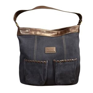 Tignanello Blue Suede Shoulder Bag